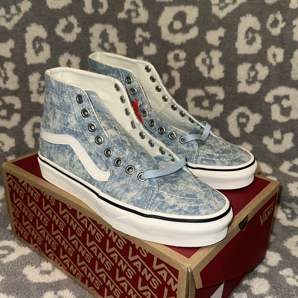 New 🆕 Vans SK8-Hi Tapered Canvas (Denim Destroy Winter Sky Blue Marshmallow) - Picture 9 of 17
